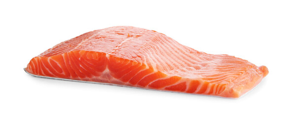 Piece of salmon fillet isolated on white