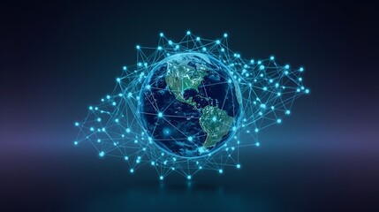 Fototapeta premium abstract blue background with globe