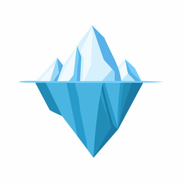 Cartoon Illustration of a Floating Iceberg in Blue Tones.
