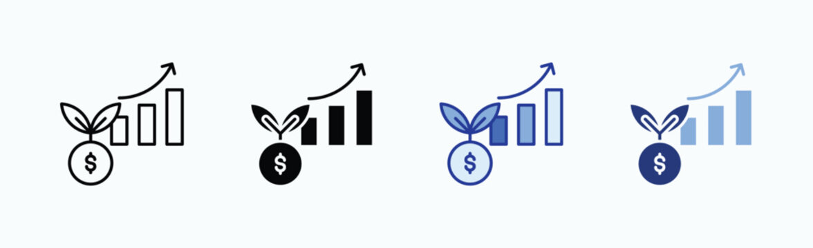 Profit growth icon sheet multiple style collection isolated vector