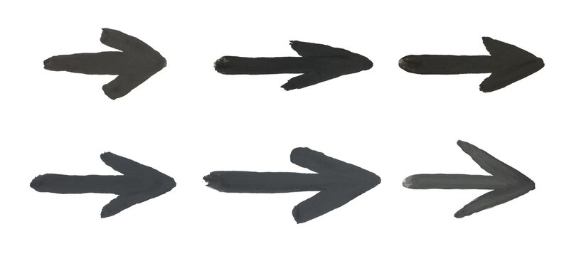 hand drawn watercolor arrow black on a white background