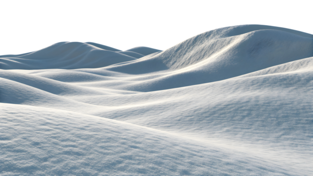 White snow dunes isolated on black background. Realistic minimal winter landscape concept.