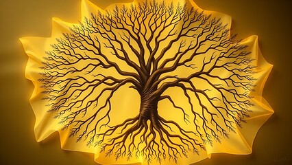 reorganization. A classic tree of life diagram is unraveled and rewoven into a new, complex network of glowing light. STEM education sheets.