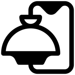 Online food ordering. Outlined stroke vector icon with black-filled details.