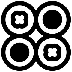 Sushi. Outlined stroke vector icon with black-filled details. © Side Project