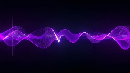 Displaying purple waveform pulsing in dark void, with vertical light streaks and particle effects - Powered by Adobe