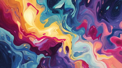 Fototapeta premium Abstract pattern of colorful liquid shapes, flowing organic motion background