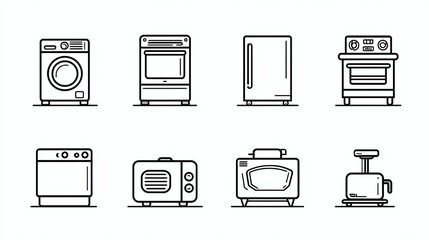 A collection of household appliances, neatly arranged and ready for use