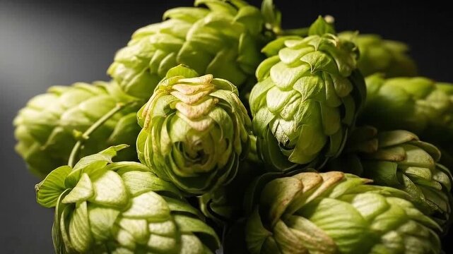 Close-up of Fresh Green Hops on a Dark Background for Brewing Beer.