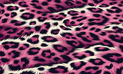 Wild pink leopard skin pattern showcasing exotic fur texture, ideal for fabric, fashion design, wallpaper, and exotic camouflage background.