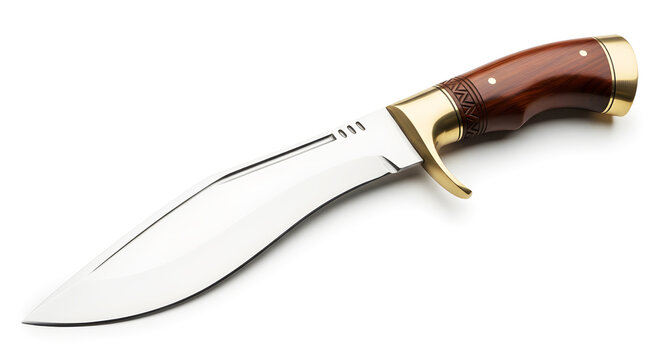 Nepalese Kukri Knife on White Background. Traditional Gurkha Weapon Photography
