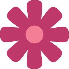 Stylized Abstract Magenta Flower Icon with Pink Center Against Transparent Background Simple Vector Graphic