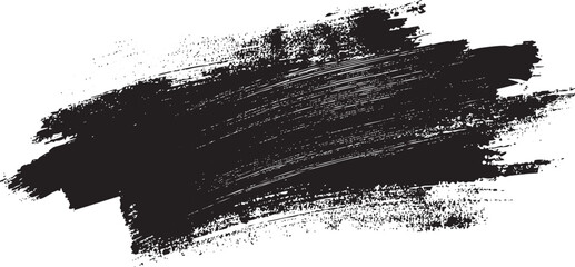 Black ink brush stroke texture with rough edges and visible bristle marks on a white background vector