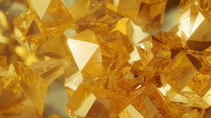 Soft light initiating golden polyhedra rotating in abstract space, camera pushing through layers - Powered by Adobe