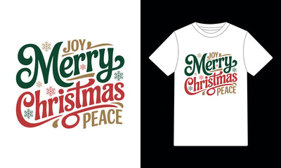 Joy Merry Christmas Peace Typography T-Shirt Design