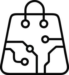 circuit shopping bag outline icon for cyber Monday sale