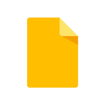 Yellow document file vector icon, paper sheet symbol