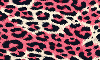 Pink leopard animal skin texture pattern showing bold fur details, suited for fashion textiles, wallpaper, and camouflage.