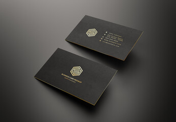 Black Business Cards With Shadows Mockup