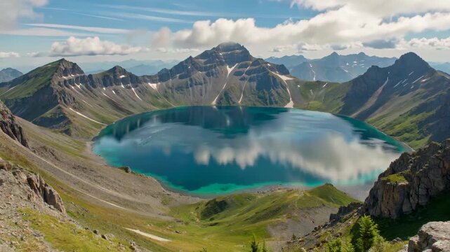 Panoramic natural scenery of alpine lakes