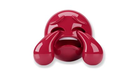 Red colour cry emoji on white background.