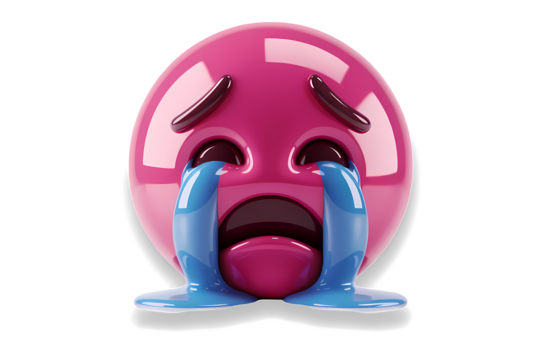 3D pink cry emoji on transparent background. - Powered by Adobe