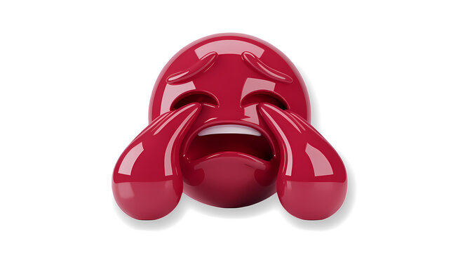Red colour cry emoji on white background.