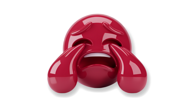 Red colour cry emoji on white background.