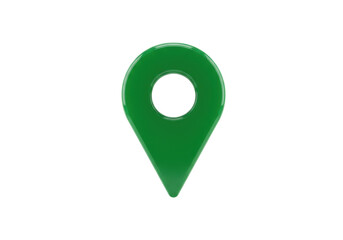 Isolated Location Pin in Green with Reflection of Light, Locator Symbol and Destination Icon