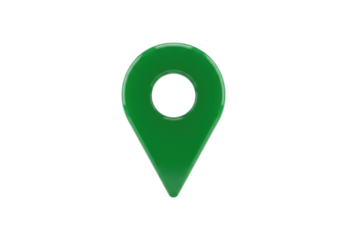 Isolated Location Pin in Green with Reflection of Light, Locator Symbol and Destination Icon