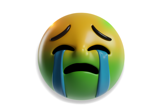 Crying emoji on white background. - Powered by Adobe