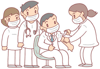 医療のイラスト - ワクチン接種・医療従事者・感染対策