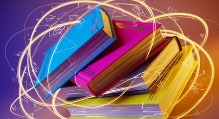 Glowing Stack of Books