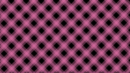 Diagonal pink  checkered plaid in the black background	