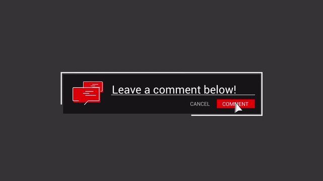 Button Leave a comment below transparent background 4k | Black modern button