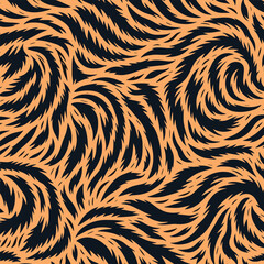 Wild tiger skin vectand illustration with striped animal fur texture background, perfect fand fabric prints, wallpaper murals, tiles, and creative projects.