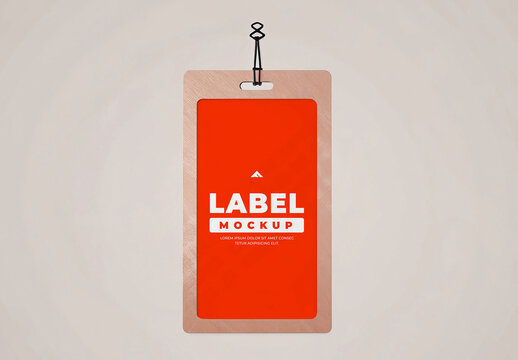Rectangular Hanging Label Mockup with String and Metal Eyelet Detail