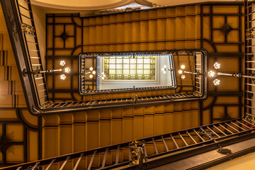 Historic stairwell lightwell. Up to the light.