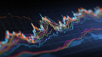 Financial data analytics visualization of a stock market