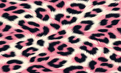 Pink leopard animal fur background with exotic skin illustration, excellent for fabric projects, wallpaper, and camouflage.