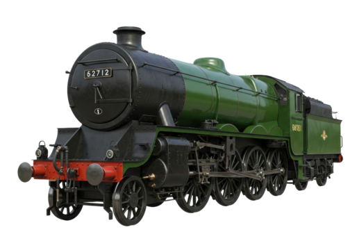 Isolated British Rail Class A1 locomotive, historical steam engine, old fashioned transport