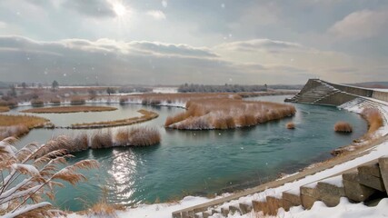 Snowy rivers and wetlands in winter - Powered by Adobe