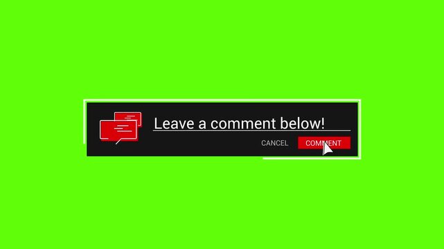 Button Leave a comment below green screen 4k | Black modern button