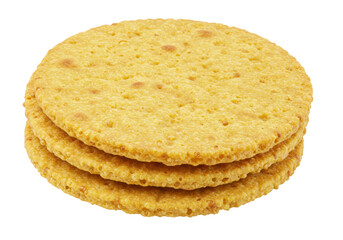 Isolated stack of savory crispbread, healthy snack with whole grains and seeds for diet