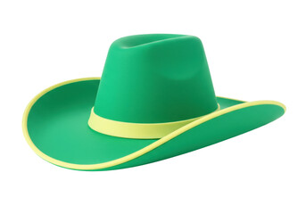 Isolated Green Cowboy Hat with Yellow Trim for Costume, Party, or Playful Accessory
