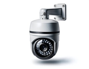 solitary CCTV camera with a clipping path on a white background.  System of home security
