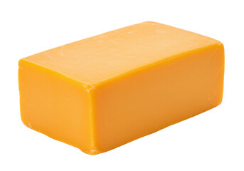Isolated cheddar cheese block on a plain backdrop for food and dairy advertisements
