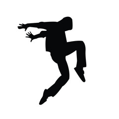 silhouette of a young man dancing move