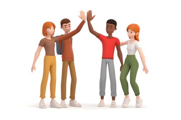 Diverse Group Celebrating Success with High-Fives
