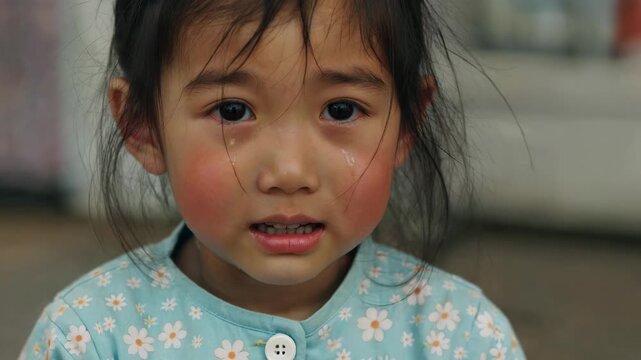 Close-up of little girl crying
